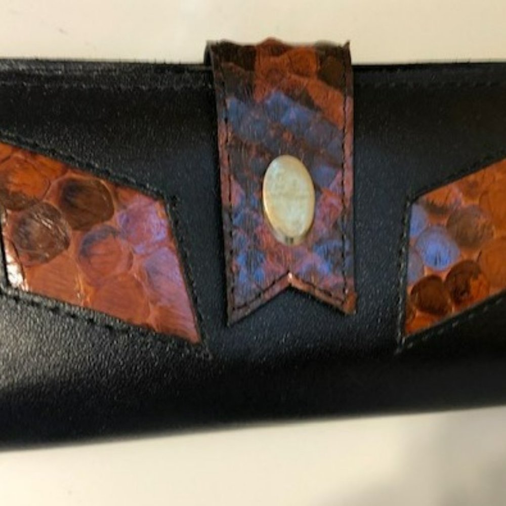 Brown Leather and Snakeskin Wallet.